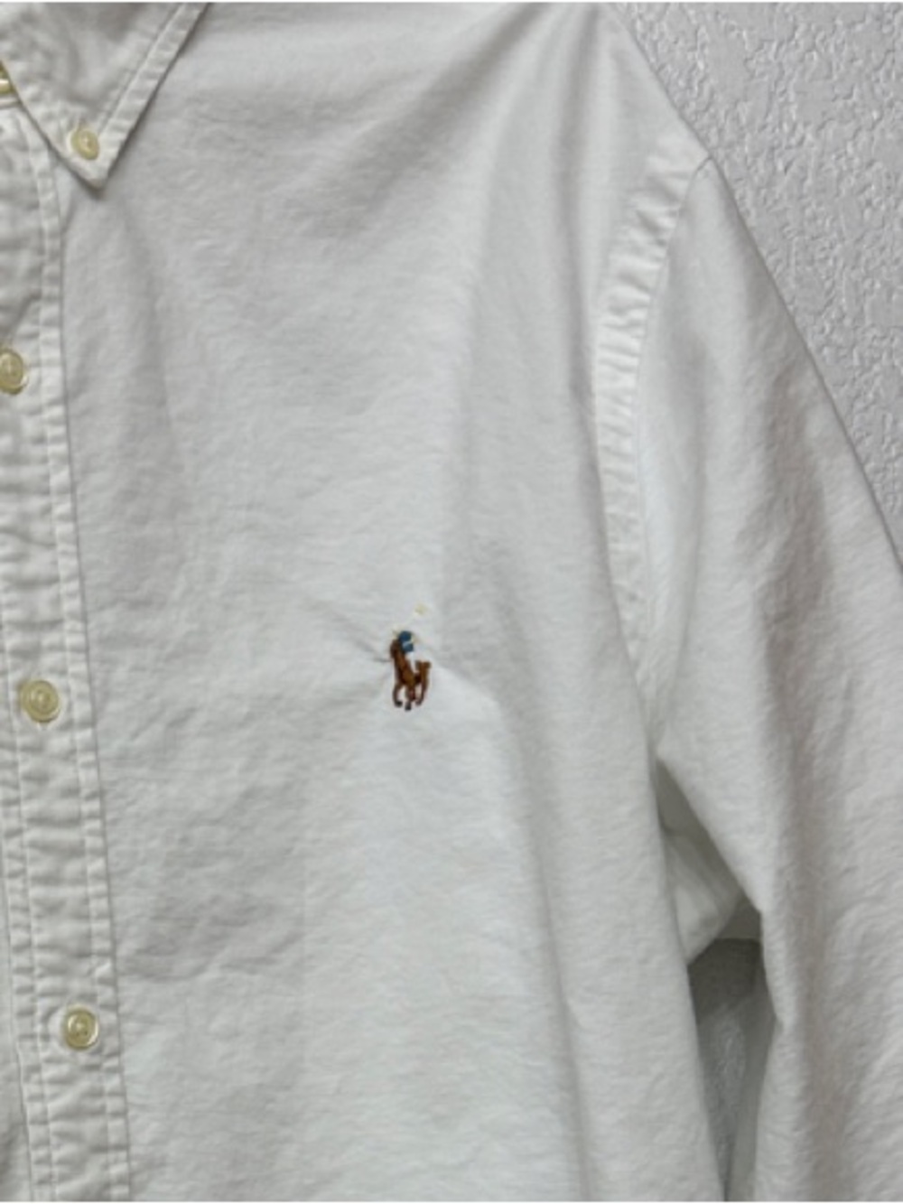 Ralph Lauren White Button-Down Shirt with Polo Player Embroidery